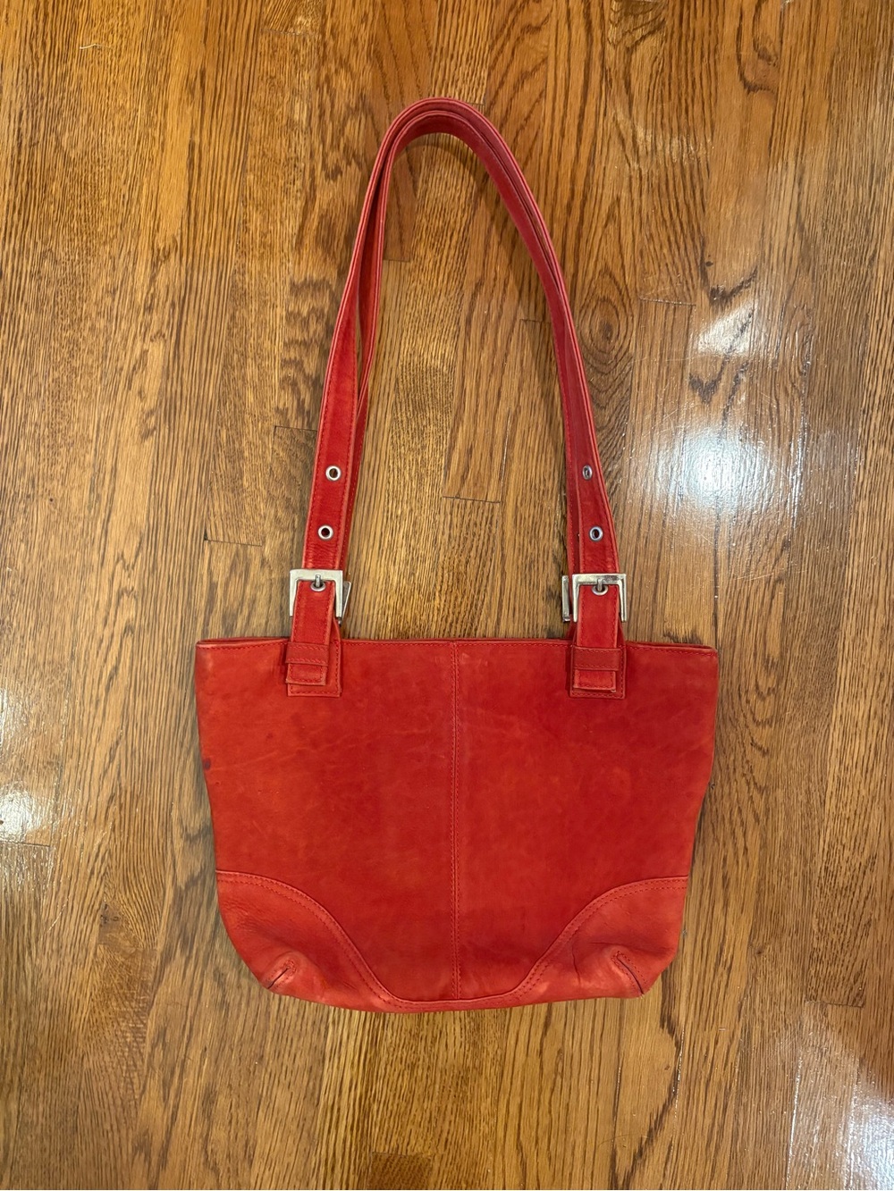 Vintage American Angel Red Genuine Suede Shoulder Bag Purse